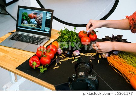 food photography laptop advertisment stylist 35501177
