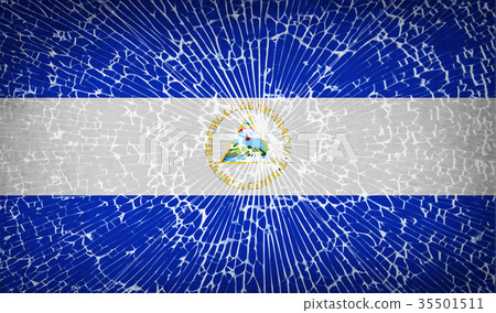 Flags Nicaragua with broken glass texture. Vector Flags Nicaragua with broken glass texture. Vector 35501511