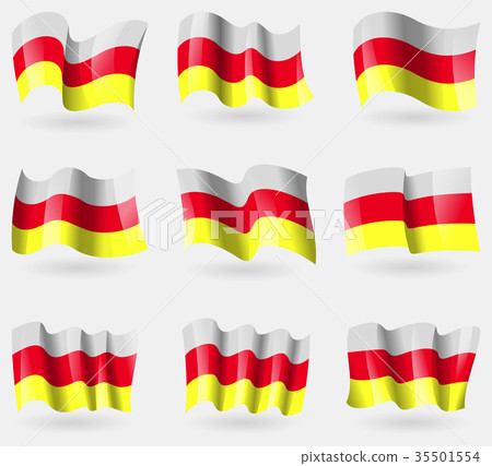 Set of North Ossetia flags in the air. Vector Set of North Ossetia flags in the air. Vector 35501554