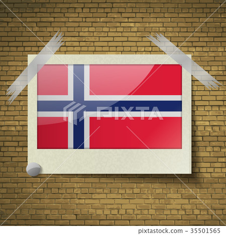 Flags Norwayat frame on a brick background. Vector 35501565