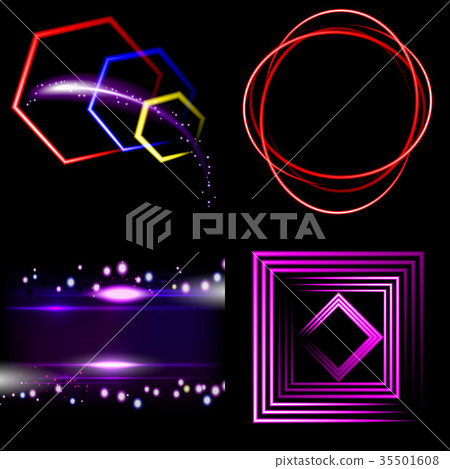 Set of Blurry abstract lines. Light effect. Sparkl Set of Blurry abstract lines. Light effect. Sparkl 35501608