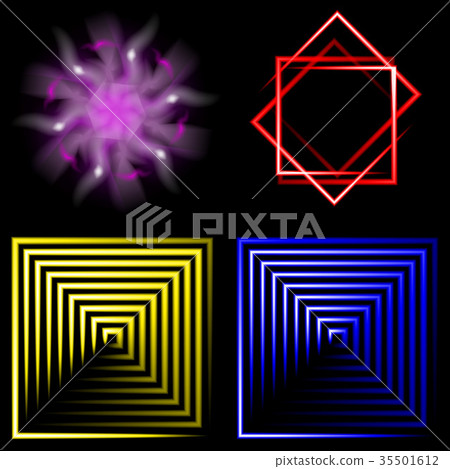 Set of Blurry abstract lines. Light effect. Sparkl Set of Blurry abstract lines. Light effect. Sparkl 35501612