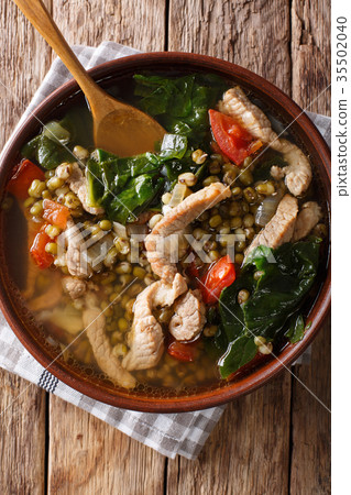 Filipino Mungo Guisado (Mung Bean Soup) close-up 35502040