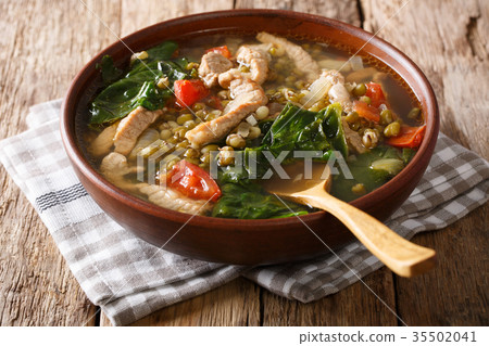 Philippine mung beans soup with pork closeup Philippine mung beans soup with pork closeup 35502041
