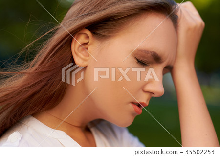 Women's stupid mistake. Guilt, hangover concept Women's stupid mistake. Guilt, hangover concept 35502253