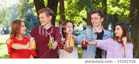 Healthy nutrition. Friends drinking detox tea Healthy nutrition. Friends drinking detox tea 35502556