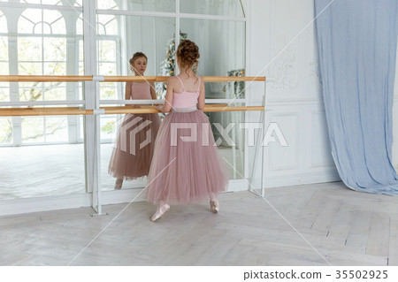 Young ballet dancer in dance class Young ballet dancer in dance class 35502925