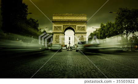 Arc de Triomphe Paris city at sunset  35503922