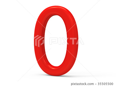 3D render red number 0 3D render red number 0 35505500