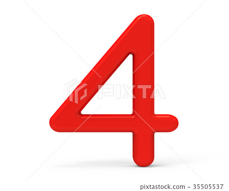 3D render red number 4 35505537