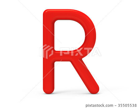 3D render red alphabet R 35505538