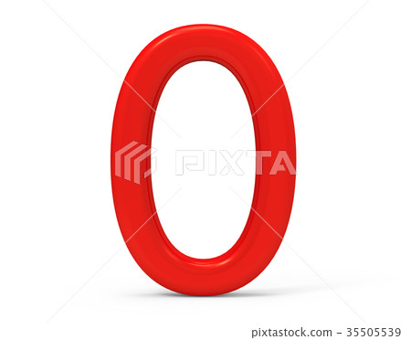 3D render red number 0 35505539