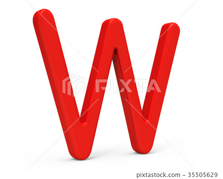 3D render red alphabet W 3D render red alphabet W 35505629