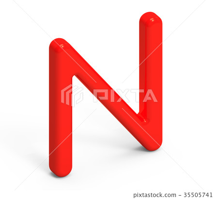 3D render red alphabet N 3D render red alphabet N 35505741