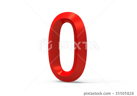 3D render red beveled number 0 3D render red beveled number 0 35505828