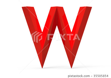 3D render red beveled alphabet W 3D render red beveled alphabet W 35505854