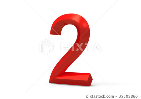 3D render red beveled number 2 - Stock Illustration [35505860] - PIXTA