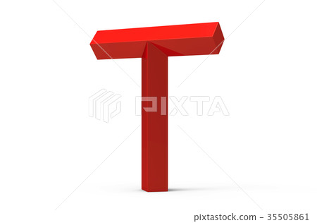 3D render red beveled alphabet T 35505861