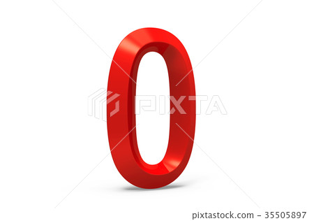 3D render red beveled number 0 35505897