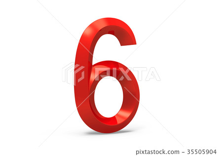 3D render red beveled number 6 35505904