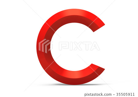3D render red beveled alphabet C 3D render red beveled alphabet C 35505911