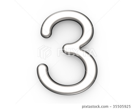 3D render metallic number 3 - Stock Illustration [35505925] - PIXTA