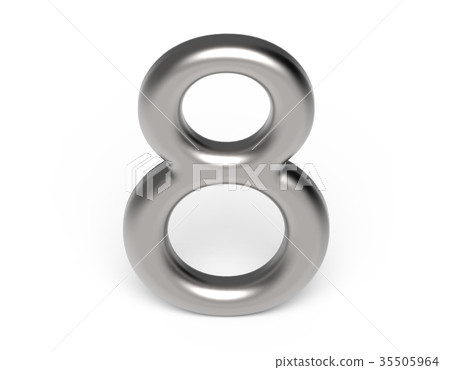 3D render metallic number 8 35505964