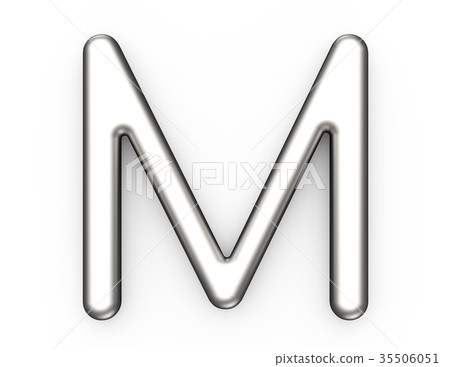 3D render metallic alphabet M 3D render metallic alphabet M 35506051