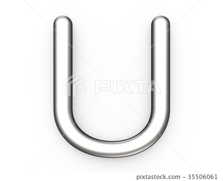 3D render metallic alphabet U 35506061