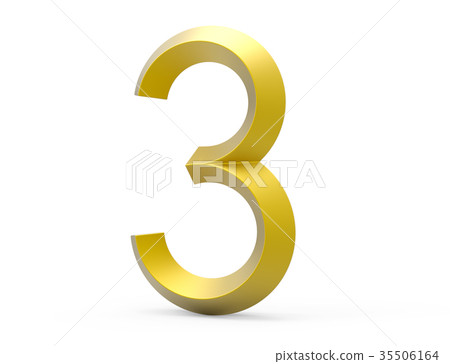 3D render golden beveled number 3 3D render golden beveled number 3 35506164