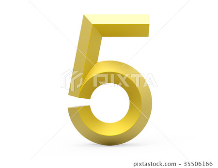 3D render golden beveled number 5 3D render golden beveled number 5 35506166