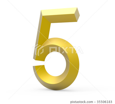 3D render golden beveled number 5 3D render golden beveled number 5 35506183