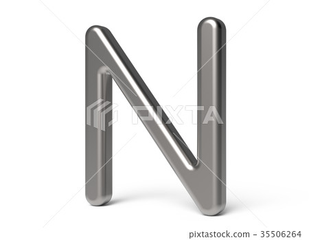 3D render metallic alphabet N 3D render metallic alphabet N 35506264
