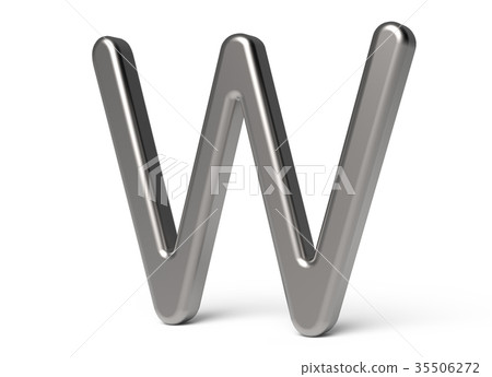 3D render metallic alphabet W 3D render metallic alphabet W 35506272