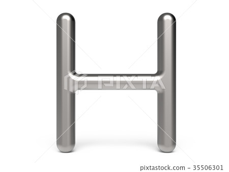 3D render metallic alphabet H 3D render metallic alphabet H 35506301