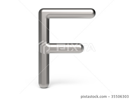 3D render metallic alphabet F 35506303