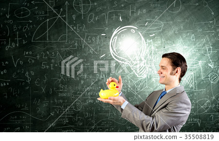 Businessman with duck 35508819