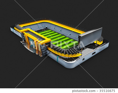 3d Illustration of Smart phone as football field 35510875