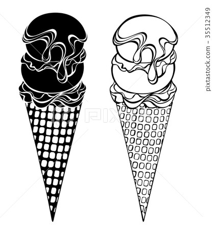 Contour ice cream with syrup Contour ice cream with syrup 35512349