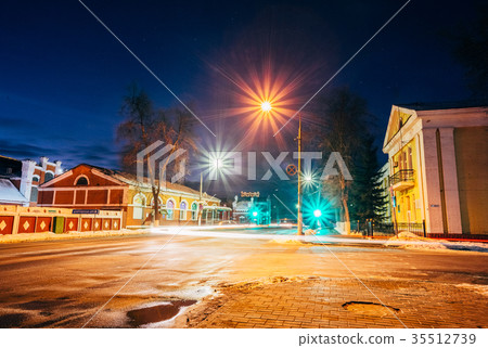 Night town of Dobrush overlooking Paper factory Night town of Dobrush overlooking Paper factory 35512739