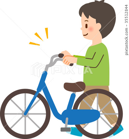 Men pushing a bicycle and walking 35512844