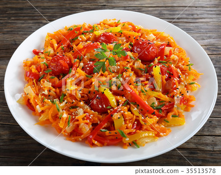 tasty hot pumpkin salad on plate tasty hot pumpkin salad on plate 35513578