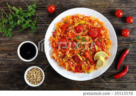 asian style pumpkin salad on plate asian style pumpkin salad on plate 35513579