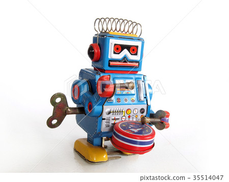 Robot tin toy / Isolated white Robot tin toy / Isolated white 35514047