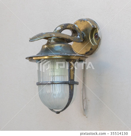 Vintage looking metal lantern with modern lamp Vintage looking metal lantern with modern lamp 35514130