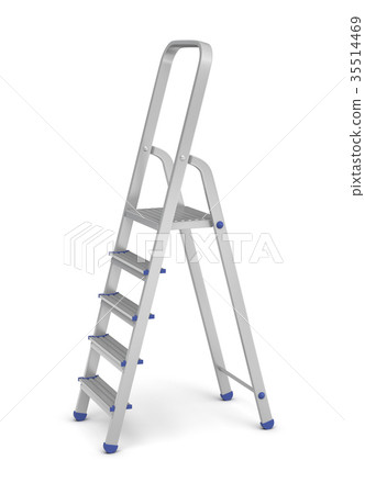 3d rendering of a metal builder's step ladder with 35514469