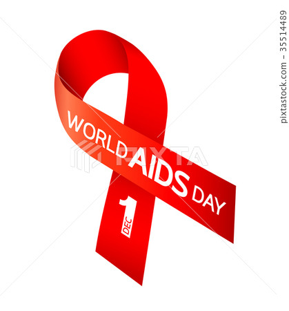 Red ribbon of World AIDS Day.  35514489
