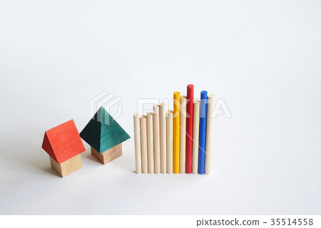 Bar graph solid and house, store 35514558