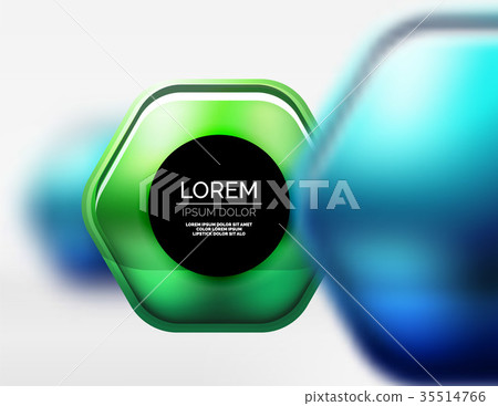Metallic realistic texture on 3d hexagons, vector 35514766