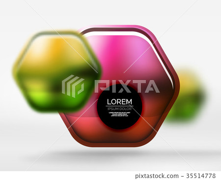 Metallic realistic texture on 3d hexagons, vector 35514778